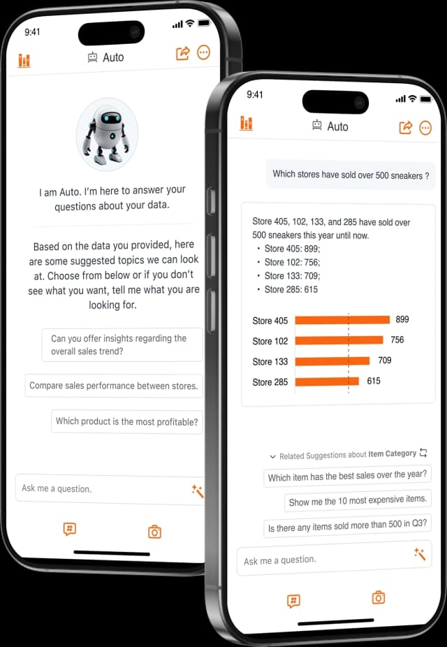 AI Agent Mobile Interface - Data Analysis Dashboard